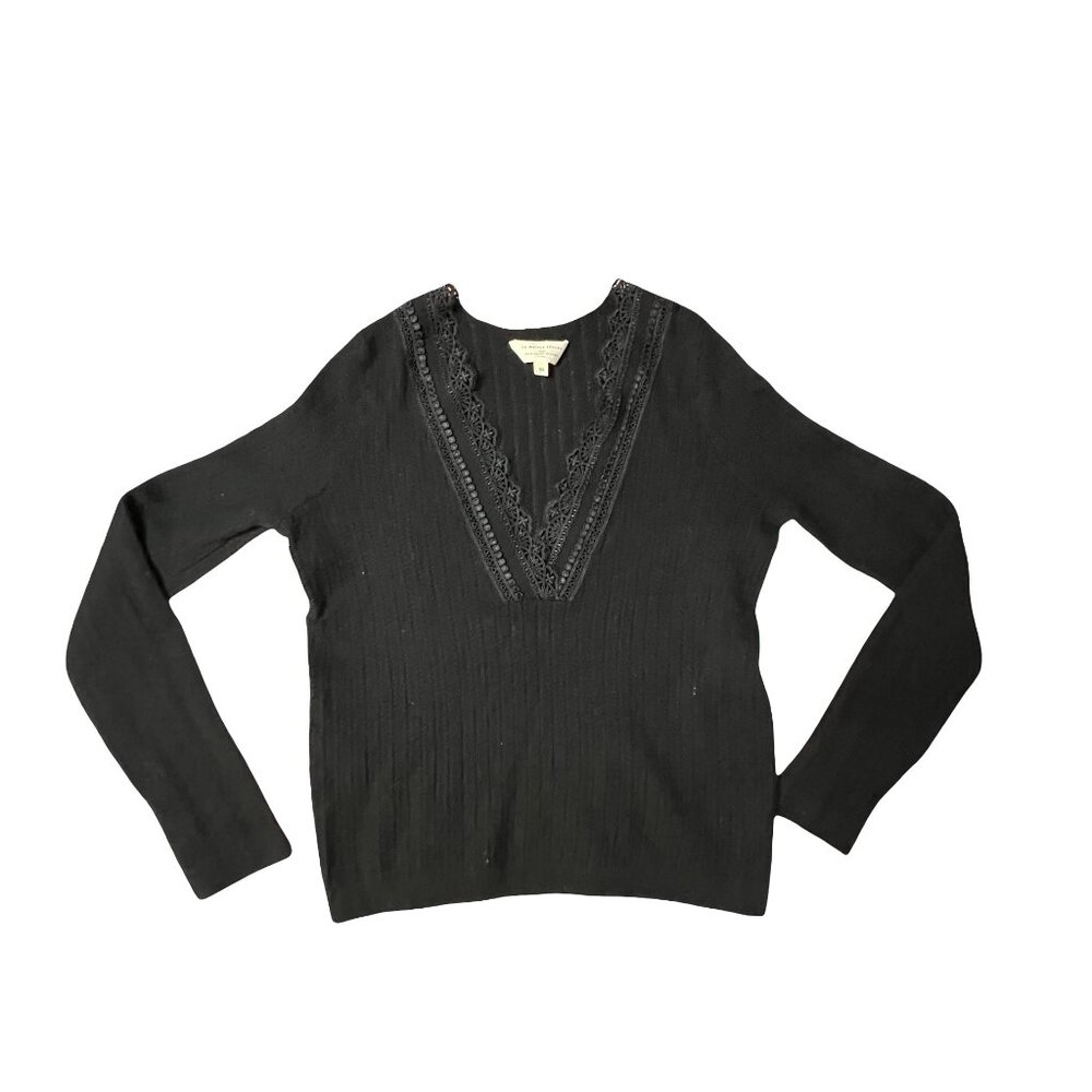 Sezane Lace V-Neck Sweater